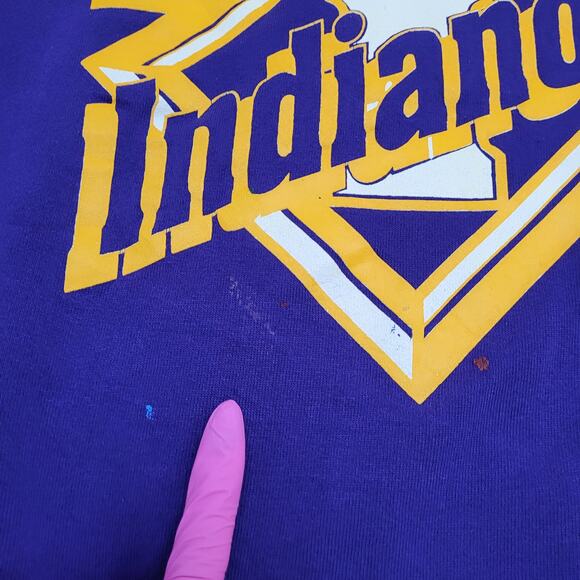 Vintage Indianola University Sweatshirt Large 22x24 Purple - Picture 3 of 15